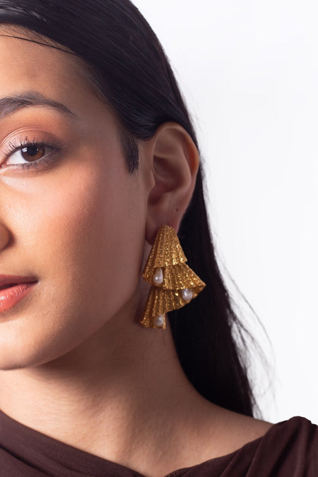 Five Miss Calls Statement Studs - Gold--5--image
